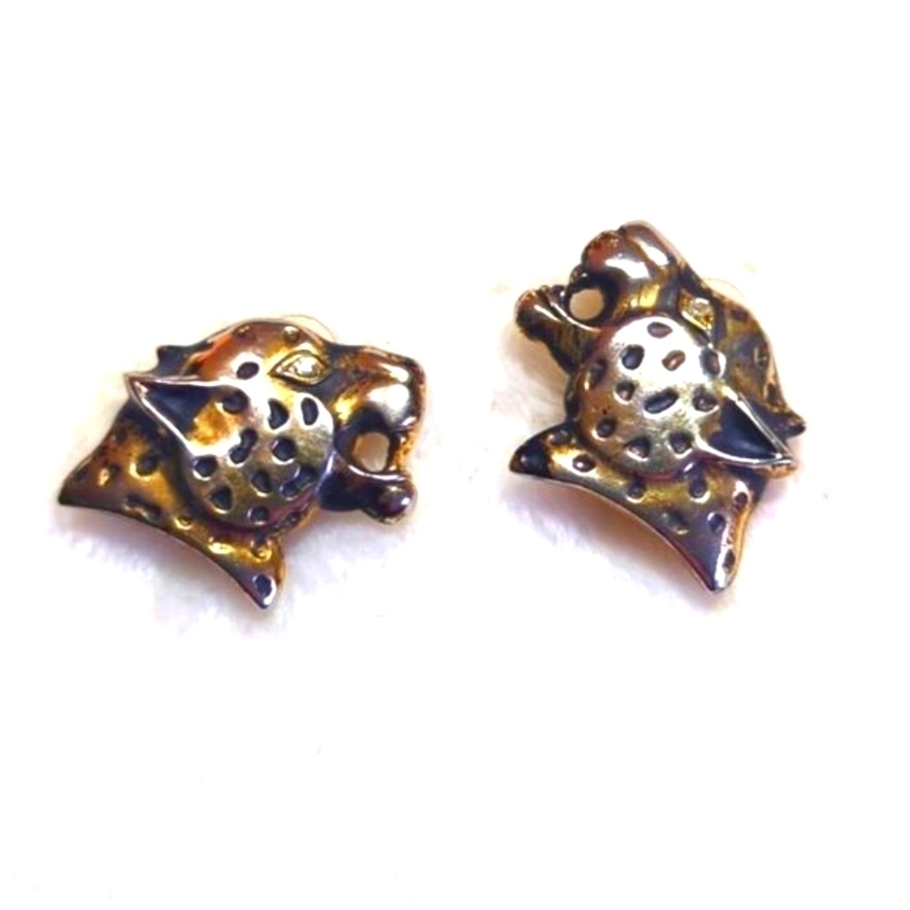 Vintage 80s Goldtone Leopard Clip Earrings